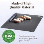 Extra Thick Flexible Cutting Mat Set With Food Icons & EZ-Grip Back (Set Of 4 Mats) - Flexible Cutting Boards for Kitchen - Flexible Plastic Cutting Board Set (Black and White)…