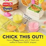 PEEPS x Dash Chick Mini Waffle Maker for Individual Waffles, Hash Browns, Keto Chaffles with Easy to Clean, Non-Stick Surfaces, 4 Inch - Yellow