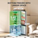 Upstreman 7.1 Cu.Ft Refrigerator with Bottom Freezer, Apartment Fridge with Freezer, Energy-efficient, Large Capacity, Adjustable Thermostat, Refrigerator for Apartment, Kitchen, Dorm,Silver(BM71)