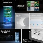 Upstreman 7.1 Cu.Ft Refrigerator with Bottom Freezer, Apartment Fridge with Freezer, Energy-efficient, Large Capacity, Adjustable Thermostat, Refrigerator for Apartment, Kitchen, Dorm,Silver(BM71)