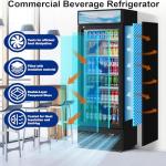 Beverage Cooler Commercial Refrigerator 15.2 Cu.Ft. Glass Door Display Refrigerator with LED Light, 5 Shelves, Display Commercial Beverage Refrigeratorfor Restaurant Cafe Bar Store (15.2 Cu.Ft.)