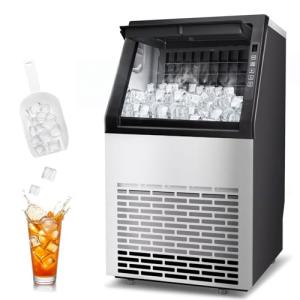 DOGHLY Commercial Ice Maker,100lbs/24H, 36 Ice Cubes in 11 Mins, 33lbs Storage Capacity, Auto Cleaning, 24H Timer, Stainless Steel, Freestanding Under Counter Ice Machine for Home/Bar/Restaurant