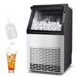 DOGHLY Commercial Ice Maker,100lbs/24H, 36 Ice Cubes in 11 Mins, 33lbs Storage Capacity, Auto Cleaning, 24H Timer, Stainless Steel, Freestanding Under Counter Ice Machine for Home/Bar/Restaurant