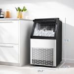 DOGHLY Commercial Ice Maker,100lbs/24H, 36 Ice Cubes in 11 Mins, 33lbs Storage Capacity, Auto Cleaning, 24H Timer, Stainless Steel, Freestanding Under Counter Ice Machine for Home/Bar/Restaurant