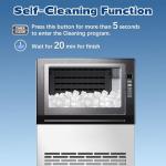 DOGHLY Commercial Ice Maker,100lbs/24H, 36 Ice Cubes in 11 Mins, 33lbs Storage Capacity, Auto Cleaning, 24H Timer, Stainless Steel, Freestanding Under Counter Ice Machine for Home/Bar/Restaurant