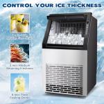 DOGHLY Commercial Ice Maker,100lbs/24H, 36 Ice Cubes in 11 Mins, 33lbs Storage Capacity, Auto Cleaning, 24H Timer, Stainless Steel, Freestanding Under Counter Ice Machine for Home/Bar/Restaurant