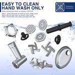 CHEFFANO Meat Grinder, Electric Meat Grinder and Sausage Maker Includes 3 Size Stainless Steel Sausage Stuffs, 2 Cutting Blades, 3 Grinder Plates, Plastic Sausage Tubes & Kubbe Kit for Home Use