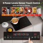 ThermoMate 30 Inch Induction Cooktop, 7200W Built in Induction Stove Top, Electric Cooktop with 4 Boost Burner, 9 Heating Level, Timer & Child Safety Lock, Sensor Touch Control, 240V