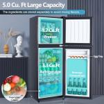 Cucina Magica 5.0 Cu.Ft Fridge with Freezer, Dual Door Refrigerator with 7 Settings Temperature Adjustable, Small Fridge for Dorm Office Apartment and Home (Black, 5.0 Cu.Ft)