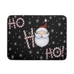 Giwawa Santa Laugh Dish Drying Mat Winter Snowflakes Black Dish Drainer Mats Xmas Candy Cane Stick Sweet Dish Dry Pad for Kitchen Countertop Coffee Bar 18x24 inch Large