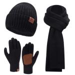 FZ FANTASTIC ZONE Mens Winter Knit Hat Beanie Long Neck Scarf Touchscreen Gloves Set Fleece Skull Caps Gifts for Men Women
