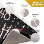 Giwawa Santa Laugh Dish Drying Mat Winter Snowflakes Black Dish Drainer Mats Xmas Candy Cane Stick Sweet Dish Dry Pad for Kitchen Countertop Coffee Bar 18x24 inch Large