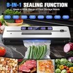 KingSom Vacuum Sealer Machine, 8 in1 Food Vacuum Sealers with Digital Timer,80KPA Compact Vacuum Sealer for food,Build-in Cutter,Dry/Moist/Moist+/Soft Modes,food Sealer Vacuum Sealers with Vacuum Bags