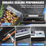 KingSom Vacuum Sealer Machine, 8 in1 Food Vacuum Sealers with Digital Timer,80KPA Compact Vacuum Sealer for food,Build-in Cutter,Dry/Moist/Moist+/Soft Modes,food Sealer Vacuum Sealers with Vacuum Bags