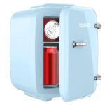 YASHE Mini Fridge, 4 Liter/ 6 Cans Small Refrigerator for Bedroom, 110V AC/ 12V DC Thermoelectric Cooler and Warmer for Drink Office Dorm Car, Blue