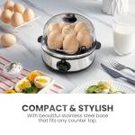 Elite Gourmet EGC724SS Easy Electric Poacher, Omelet Eggs & Soft, Medium, Hard-Boiled Egg Boiler Cooker with Auto Shut-Off and Buzzer, Measuring Cup Included, BPA Free, 7, Stainless Steel