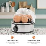 Elite Gourmet EGC724SS Easy Electric Poacher, Omelet Eggs & Soft, Medium, Hard-Boiled Egg Boiler Cooker with Auto Shut-Off and Buzzer, Measuring Cup Included, BPA Free, 7, Stainless Steel