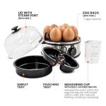 Elite Gourmet EGC724SS Easy Electric Poacher, Omelet Eggs & Soft, Medium, Hard-Boiled Egg Boiler Cooker with Auto Shut-Off and Buzzer, Measuring Cup Included, BPA Free, 7, Stainless Steel