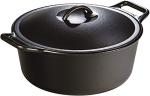 Lodge BOLD Exclusive 7 Quart Premium Pre-Seasoned Cast Iron Dutch Oven with Lid - Dual Handles - Use in the Oven, on the Stove, on the Grill or over the Campfire - Black