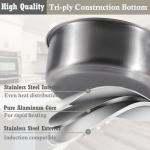 SHEUMNT Stainless Steel pots and pans set, 6 Piece Nonstick Induction Kitchen Cookware Set, Works with Induction/Electric and Gas Cooktops, Nonstick, Oven Safe, Camping Cookware