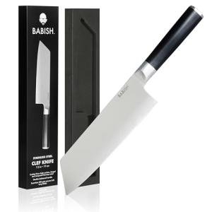 Babish High-Carbon 1.4116 German Steel Cutlery, 7.5" Clef (Cleaver + Chef) Kitchen Knife, Good Housekeeping Standout Knife of 2022