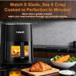 Fullwill Air Fryer with Viewing Window 6QT,5-in-1 Multi-Function(Air Fry,Roast,Bake,Reheat,Dehydrate) plus 7 One-Touch Presets for Wings,Fries,Steak and More,85% Less Oil Cooking for Families