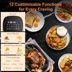 Fullwill Air Fryer with Viewing Window 6QT,5-in-1 Multi-Function(Air Fry,Roast,Bake,Reheat,Dehydrate) plus 7 One-Touch Presets for Wings,Fries,Steak and More,85% Less Oil Cooking for Families