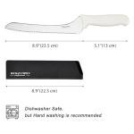 BOLEXINO 9 Inch White Offset Serrated Bread Knife Wavy Edge knife, High Carbon Stainless Steel Multi-Purpose Kitchen Knife for Homemade Bread, Crusty Breads, Cake, Bagel