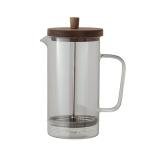 Bloomingville 36-Ounce Glass and Stainless Steel French Press Coffee Maker with Acacia Wood Lid, Natural