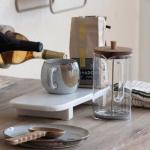 Bloomingville 36-Ounce Glass and Stainless Steel French Press Coffee Maker with Acacia Wood Lid, Natural