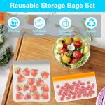 12 Pack Reusable Freezer Bags Dishwasher Safe, Leakproof Food Storage Bags, Silicone Bags for Food Storage Home Organization (4 Reusable Snack Bags 4 Sandwich Bags 4 Gallon Freezer Bags)