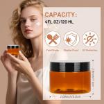 AuroTrends 4oz Amber Plastic Jars with Lids 12Pack, Small Salve Containers Ideal for Creams, Candles, Accessories and DIY Lotions, White Stickers and Spatula Included (120ml, Set of 12