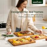 Keechee Atelier Collection Bamboo Cutting Board Set of 3, Reversible Boards for Kitchen with Juice Grooves, Handcrafted Luxury Cutting Boards, Large Wood Chopping Board for Cooking and Serving