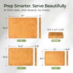 Keechee Atelier Collection Bamboo Cutting Board Set of 3, Reversible Boards for Kitchen with Juice Grooves, Handcrafted Luxury Cutting Boards, Large Wood Chopping Board for Cooking and Serving