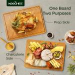 Keechee Atelier Collection Bamboo Cutting Board Set of 3, Reversible Boards for Kitchen with Juice Grooves, Handcrafted Luxury Cutting Boards, Large Wood Chopping Board for Cooking and Serving