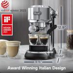 De'Longhi Dedica Maestro Plus Espresso Machine, Automatic Steam Wand, 3 Coffee Temp & Milk Foam Settings, 54oz Removable Tank, Easy-to-Clean Dishwasher-Safe Parts, Compact Stainless Steel Design