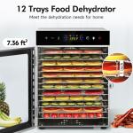 SUCICENI Food Dehydrator Machine 12 Stainless Steel Trays 1000W Meat Dehydrator for Home Use, 24H Timer & 195℉ Temperature Control Food Dryer for Jerky Fruit Herbs Mushroom Dog Treats