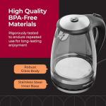 MuellerLiving Glass Kettle 1.5L 1500W LED Light Electric Tea Kettle Automatic Shut-Off with SpeedBoil Tech and Boil-Dry Protection