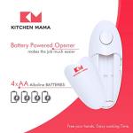 Kitchen Mama Auto Electric Can Opener: Open Your Cans with A Simple Press of Button - Automatic, Hands Free, Smooth Edge, Food-Safe, Battery Operated, YES YOU CAN (White)
