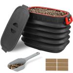 Wood Pellet Storage Containers with Scoop & Stickers Kit - Pellet Bin Pellet Bucket - Pellet Containers for Grill Pellet - Smoker Pellet Storage Pellet Grill Accessory - Black