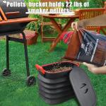 Wood Pellet Storage Containers with Scoop & Stickers Kit - Pellet Bin Pellet Bucket - Pellet Containers for Grill Pellet - Smoker Pellet Storage Pellet Grill Accessory - Black