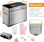 KEEPEEZ Bread Maker, 17-in-1 2LB Stainless Steel with Bread Machine, Non-Stick Pan, Smart Touch, Auto Nut Dispenser, 15H Timer&Keep-Warm, 3 Sizes 3 Colors, 66 Recipes, Gluten-Free, Sourdough