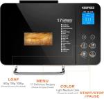 KEEPEEZ Bread Maker, 17-in-1 2LB Stainless Steel with Bread Machine, Non-Stick Pan, Smart Touch, Auto Nut Dispenser, 15H Timer&Keep-Warm, 3 Sizes 3 Colors, 66 Recipes, Gluten-Free, Sourdough