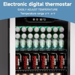 Erivess Compact Beverage Refrigerator,110 Can/3.1 Cubic Feet Fridge with Glass Door for Soda, Beer Under Counter Small Refrigerator with Adjustable Shelve & LED Display(Silver)