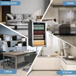 Erivess Compact Beverage Refrigerator,110 Can/3.1 Cubic Feet Fridge with Glass Door for Soda, Beer Under Counter Small Refrigerator with Adjustable Shelve & LED Display(Silver)