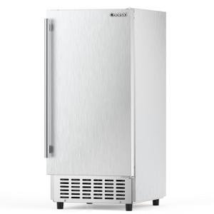 Coolski 15" W Commercial Under Counter Ice Maker Machine, 80 Lbs/Day, 30 Lbs Storage, Auto-Cleaning, Stainless Steel Built-in Freestanding Ice Maker for Home Bar Restaurant Outdoor