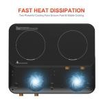 Induction cooker with 2 burners, detachable baking tray, non stick, temperature control option with timer, suitable for kitchen and outdoor barbecue