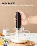 Soenglyun Rechargeable Milk Frother with Cover, Easy to Carry Drink Mixer Handheld, Electric Frother Wand for Coffee, Latte, Cappuccino, Frappe Drink, Hot Chocolate, Black
