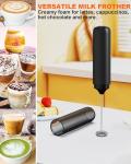 Soenglyun Rechargeable Milk Frother with Cover, Easy to Carry Drink Mixer Handheld, Electric Frother Wand for Coffee, Latte, Cappuccino, Frappe Drink, Hot Chocolate, Black