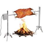 Jocisland Electric BBQ Rotisserie Grill Kit, 46" 132 Lbs Capacity, 45W Motor, Height-Adjustable Stainless Steel Pig Roaster with Triangular Stability Support Stand for Pig Lamb